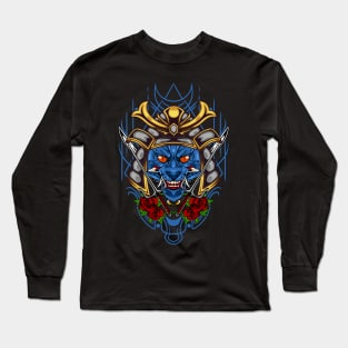 Samurai Cat | Greygold Kabuto Long Sleeve T-Shirt